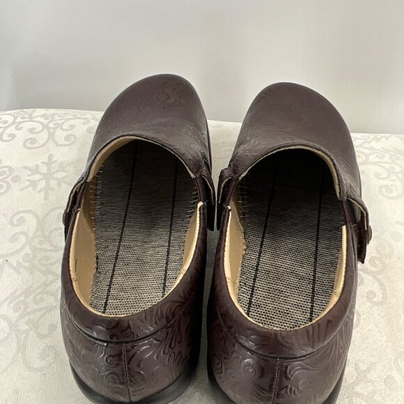 Alegria Women's Embossed  Brown Floral Slip-On Shoes 38 - Picture 6 of 8